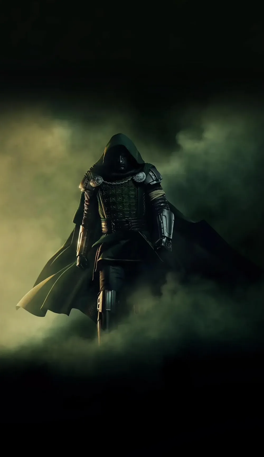 Doom striding out of green smoke