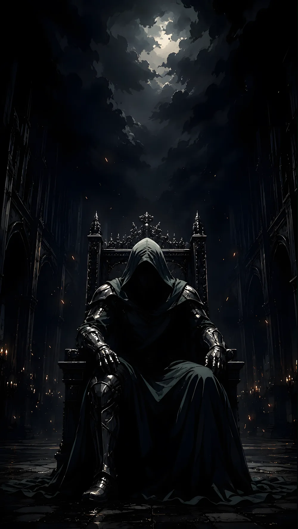 Doom on his throne in a dark gothic hall